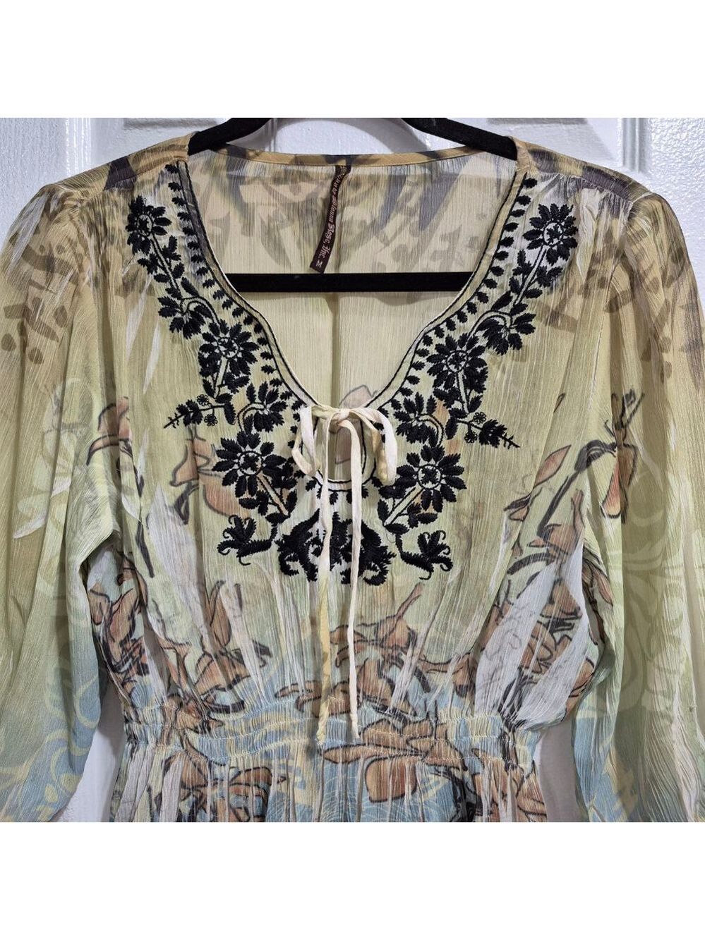 Mishka by Sienna Rose Tunic M Yellow Blue Floral - Picture 2 of 5